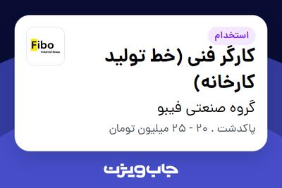 استخدام کارگر فنی (خط تولید کارخانه) - آقا در گروه صنعتی فیبو