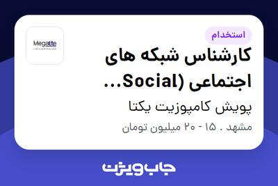 استخدام کارشناس شبکه های اجتماعی (Social Media) در پویش کامپوزیت یکتا