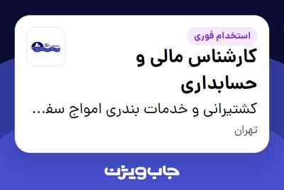 استخدام کارشناس مالی و حسابداری در کشتیرانی و خدمات بندری امواج سفید دریا