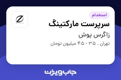 استخدام سرپرست مارکتینگ در زاگرس پوش