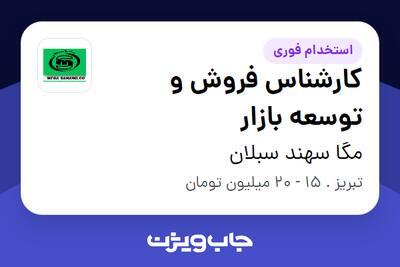 استخدام کارشناس فروش و توسعه بازار در مگا سهند سبلان