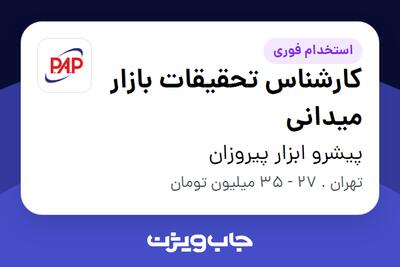 استخدام کارشناس تحقیقات بازار میدانی - آقا در پیشرو ابزار پیروزان