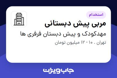 استخدام مربی پیش دبستانی - خانم در مهدکودک و پیش دبستان فرفری ها