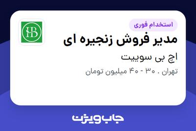 استخدام مدیر فروش زنجیره ای در اچ بی سوییت