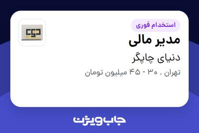 استخدام مدیر مالی در دنیای چاپگر