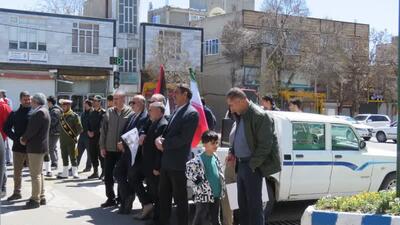 صف آرایی مردم هریس در حمایت مردم فلسطین + عکس