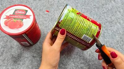 بازیافت قوطی رب گوجه / نحوه ساخت وسایل کاربردی با قوطی حلبی رب گوجه
