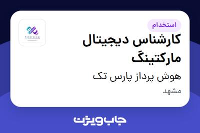 استخدام کارشناس دیجیتال مارکتینگ در هوش پرداز پارس تک