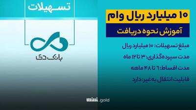 طرح ماهان بانک دی؛ تسهیلات ۱۰ میلیارد ریالی/ نرخ سود مناسب، مدت زمان بازپرداخت انعطاف‌پذیر و امکان دریافت تسهیلات به شیوه‌های مختلف