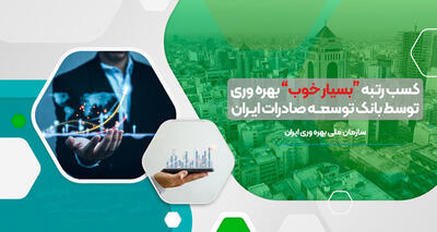 کسب رتبه  بسیار خوب  بهره وری توسط بانک توسعه صادرات ایران