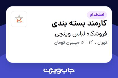 استخدام کارمند بسته بندی - آقا در فروشگاه لباس وینچی