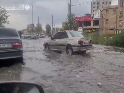 آب‌گرفتگی در بلوار شهید قرنی یاسوج