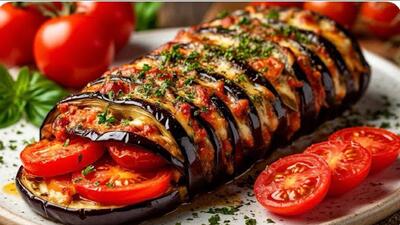 طرز تهیه بادمجان هزارلایه در ۱۰ دقیقه / بدون سرخ کردن و بهتر از گوشت