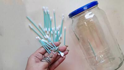ایده خلاقانه با بطری شیشه ای و گوش پاک کن!