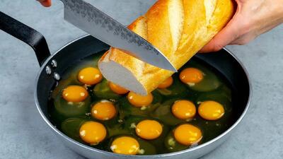 طرز تهیه صبحانه درباری با تخم مرغ و نان باگت