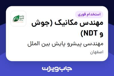 استخدام مهندس مکانیک (جوش و NDT) - آقا در مهندسی پیشرو پایش بین الملل