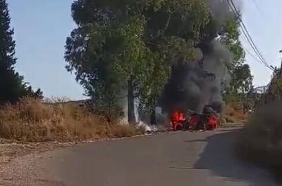 فیلم/ انهدام یک خودرو توسط پهپاد اسرائیلی در استان جبل لبنان