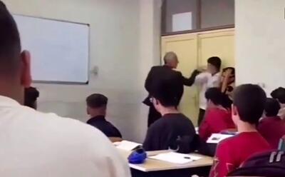 فیلم خبرساز و عجیب از  معلمی که ۳ دانش آموز را زیر چک و لگد و مشت گرفت!