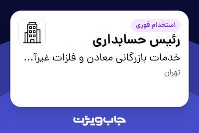 استخدام رئیس حسابداری در خدمات بازرگانی معادن و فلزات غیرآهنی