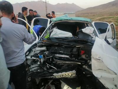جان باختن ۲ راننده خودروی ال ۹۰ و پژو در جاده خنداب