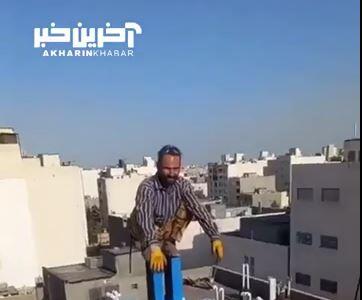 فیلمی عجیب از حماقت سه کارگر ساختمانی در مشهد بر روی تیرآهن‌های یک ساختمان نیمه کاره