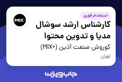 استخدام کارشناس ارشد سوشال مدیا و تدوین محتوا در کوروش صنعت آذین (+MIX)