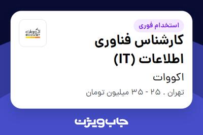 استخدام کارشناس فناوری اطلاعات (IT) در اکووات