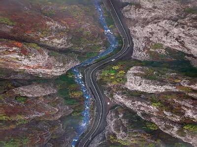 زیبایی جاده چالوس از فراز آسمان