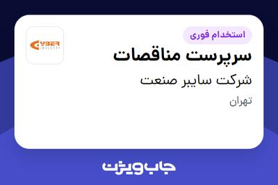 استخدام سرپرست مناقصات در شرکت سایبر صنعت