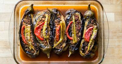 طرز درست کردن بادمجون شکم پر به روش ترکی خوشمزه و عالی + فیلم