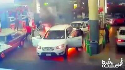 ببینید: ویدیو هولناک از آتش سوزی یک پمپ بنزین در کرج!