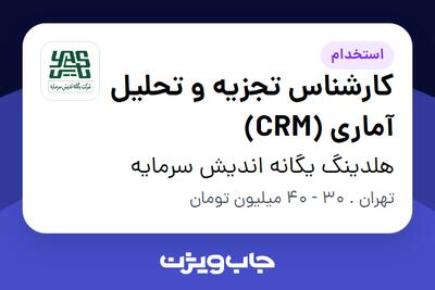استخدام کارشناس تجزیه و تحلیل آماری (CRM) در هلدینگ یگانه اندیش سرمایه