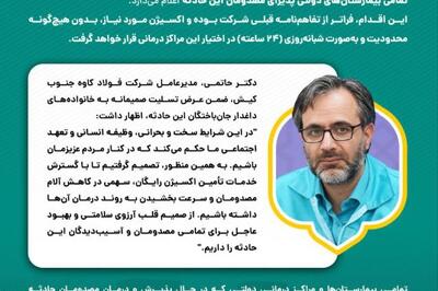 تأمین رایگان اکسیژن برای بیمارستان‌ها و مراکز درمانی پذیرای مصدومان حادثه بندر شهید رجایی 
