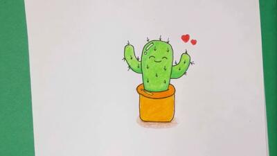 نحوه کشیدن نقاشی کاکتوس / نقاشی کاکتوس برای دفتر مشق