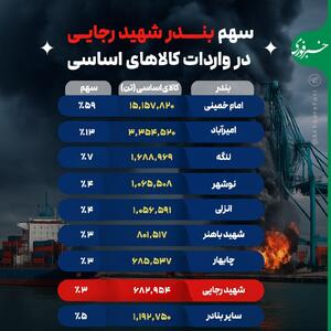 اینفوگرافی/ سهم بندر شهید رجایی در واردات کالا‌های اساسی | اقتصاد24