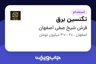 استخدام تکنسین برق - آقا در فرش شیخ صفی اصفهان