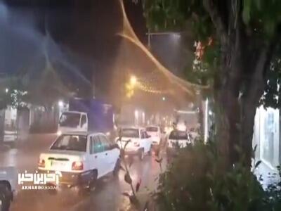 بارش شدید باران و آبگرفتگی معابر در گرمهٔ خراسان شمالی
