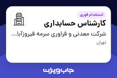 استخدام کارشناس حسابداری در شرکت معدنی و فراوری سرمه فیروزآباد (دفتر تهران)