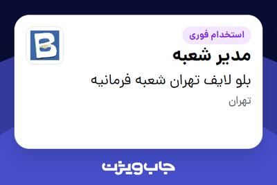 استخدام مدیر شعبه در بلو لایف تهران شعبه فرمانیه