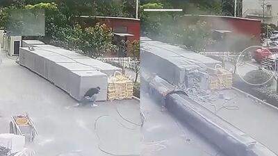 فرار معجزه‌آسا از مرگ در پی سقوط بازوی جرثقیل