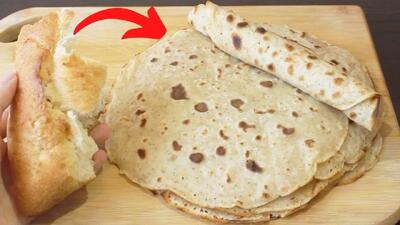 دیگه نان باگت بیات شده را دور نریزید / طرز تهیه نان لواش با نان باگت بدون نیاز به فر