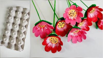 ایده های خلاقانه برای ساخت گل تزئینی با کارتن تخم مرغ!