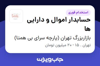 استخدام حسابدار اموال و دارایی ها - خانم در بازاربزرگ تهران (پارچه سرای بی همتا)