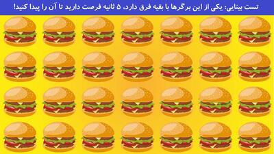 تست بینایی: یکی از این برگرها با بقیه فرق دارد، 5 ثانیه فرصت دارید تا آن را پیدا کنید!
