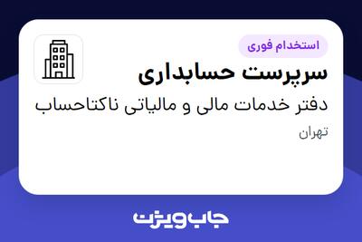 استخدام سرپرست حسابداری در دفتر خدمات مالی و مالیاتی ناکتاحساب