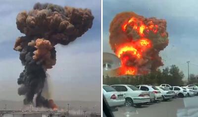 لحظه انفجار زیر بالگرد هلال احمر هنگام مهار آتش در بندر شهید رجایى +فیلم