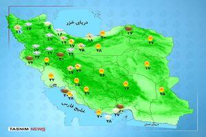 نقشه هوای استان ها امروز یکشنبه ۱۴ اردیبهشت | بارش باران و تگرگ در ۲۲ استان