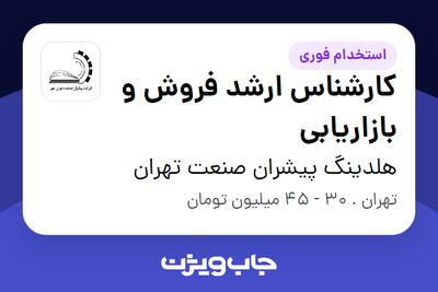 استخدام کارشناس ارشد فروش و بازاریابی - خانم در هلدینگ پیشران صنعت تهران