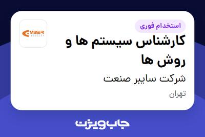 استخدام کارشناس سیستم ها و روش ها در شرکت سایبر صنعت