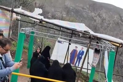 حضور خانواده مرحوم رئیسی در محل سقوط بالگرد/ فیلم